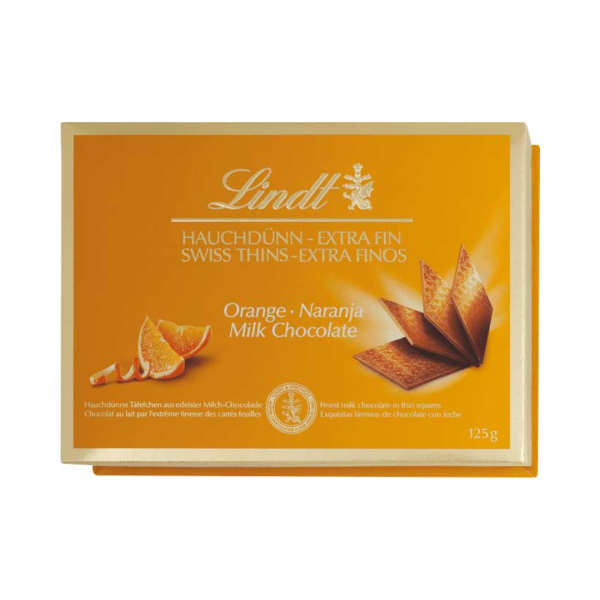 Lindt Hauchduenn Orange, Hauchduenne Taefelchen, 125g